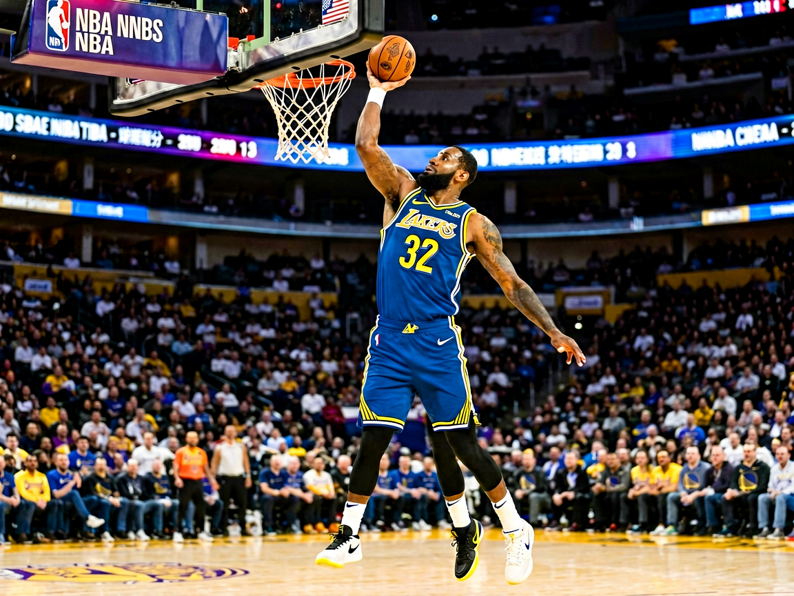 NBA常规赛比赛中球员突破上篮的精彩瞬间